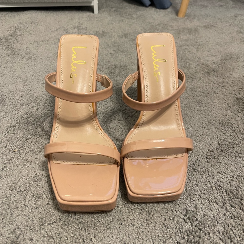 Nude Patent Leather Strappy Lulu Heels